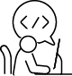 ICON_BLACK_Conversation-sideways-man-with-Screen