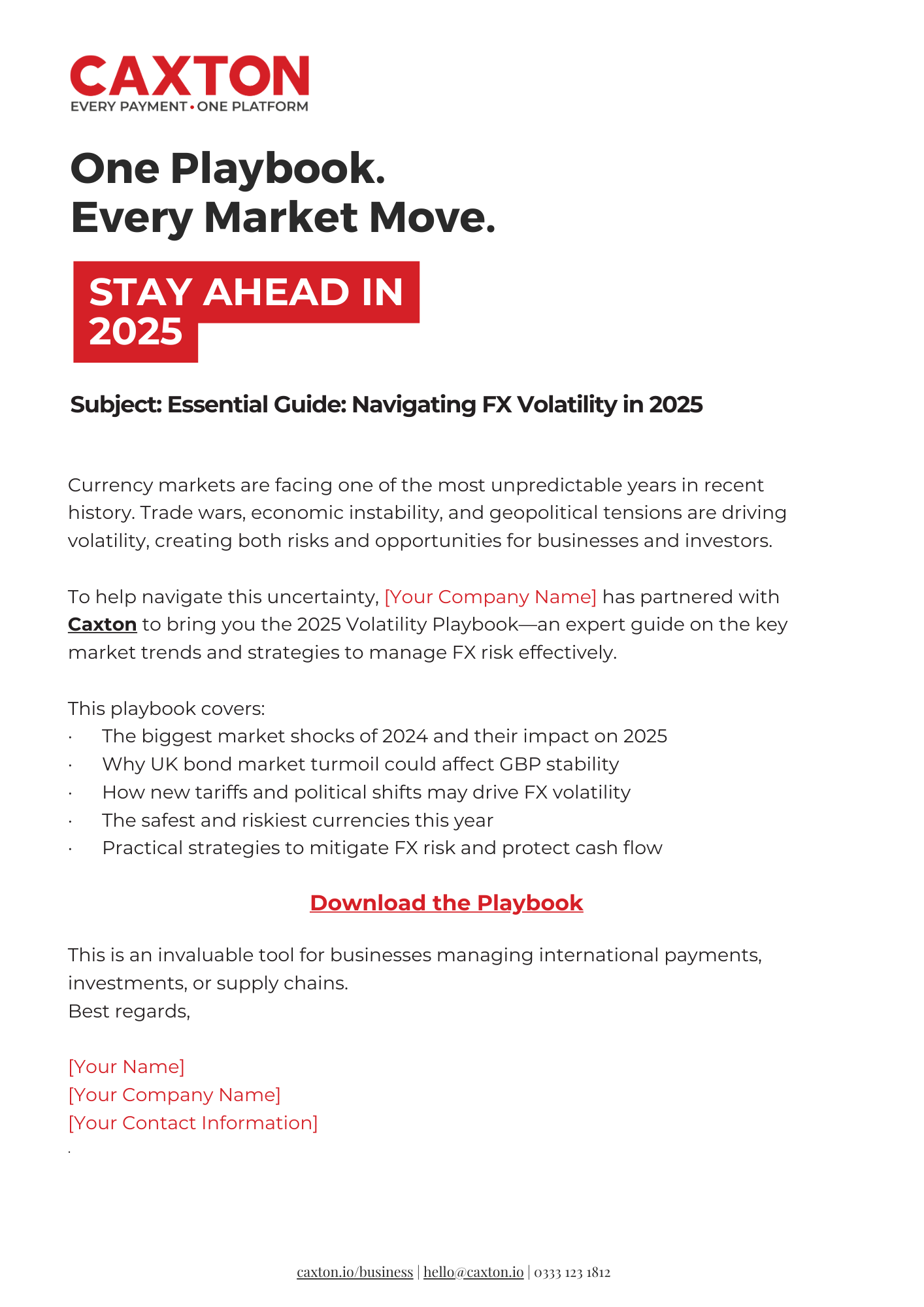 Caxton - Partner Email Template Volatility